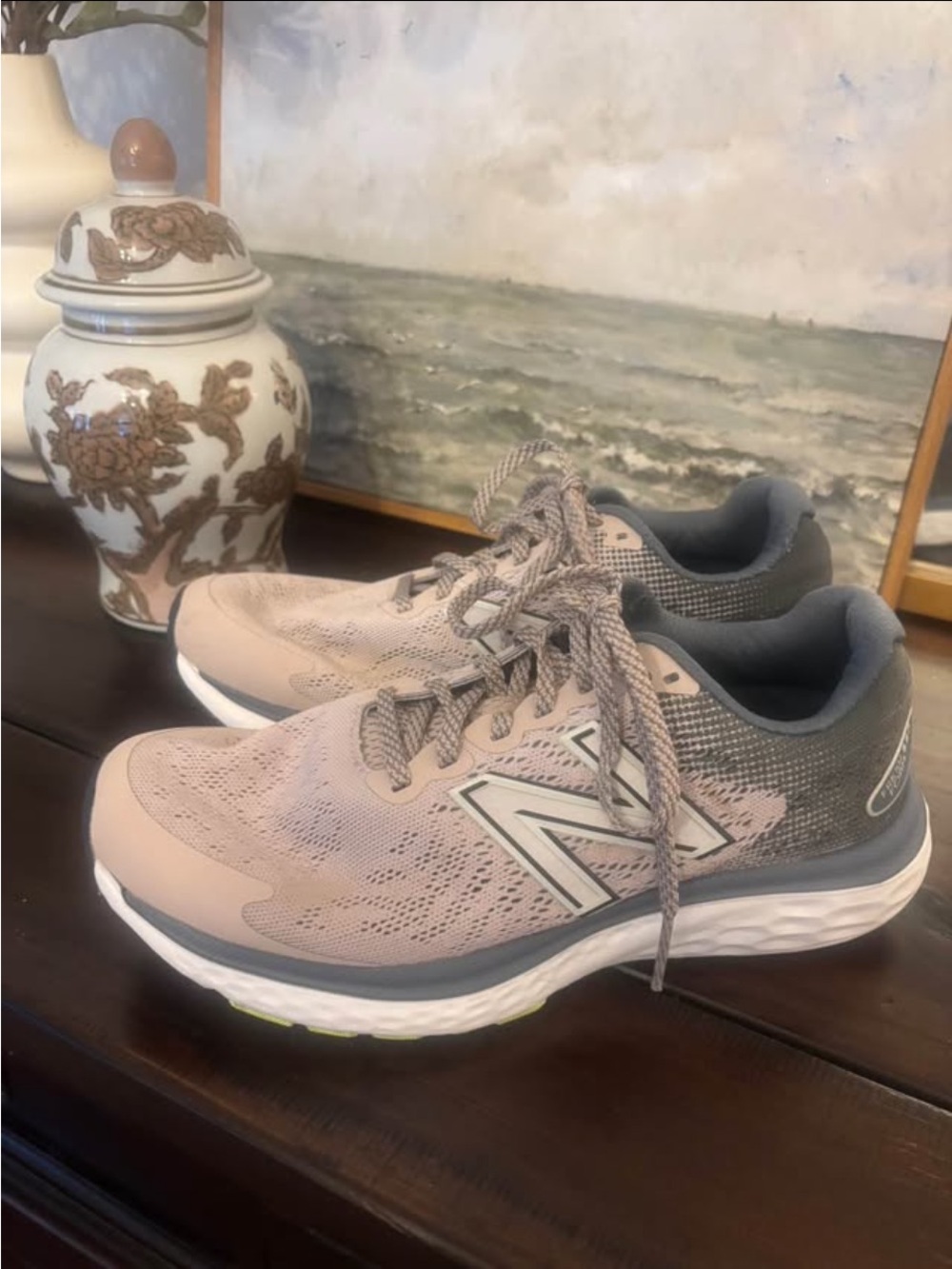 New Balance Women's Blush Pink and Gray Athletic Sneakers